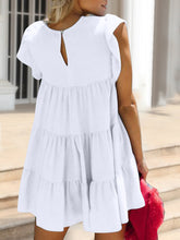 Load image into Gallery viewer, Ruched Round Neck Cap Sleeve Mini Dress