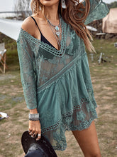 Load image into Gallery viewer, Lacey Plunge Cover-Up Flowy Dress