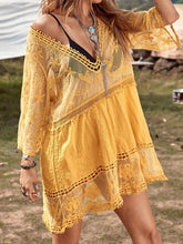 Load image into Gallery viewer, Lacey Plunge Cover-Up Flowy Dress