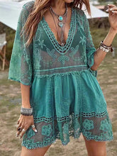 Load image into Gallery viewer, Lacey Plunge Cover-Up Flowy Dress