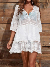 Load image into Gallery viewer, Lacey Plunge Cover-Up Flowy Dress