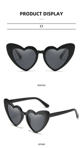 Love Heart Girls Colors Sunglasses Women Fashion Designer Pink Cute Retro Cat Eye Vintage UV400 Party Sun Glasses Red Female