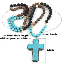 Load image into Gallery viewer, Big Stone Knotted Cross Pendant