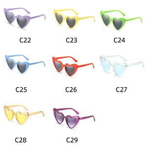 Love Heart Girls Colors Sunglasses Women Fashion Designer Pink Cute Retro Cat Eye Vintage UV400 Party Sun Glasses Red Female