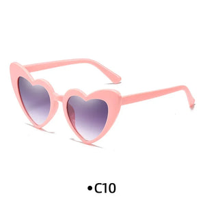 Love Heart Girls Colors Sunglasses Women Fashion Designer Pink Cute Retro Cat Eye Vintage UV400 Party Sun Glasses Red Female
