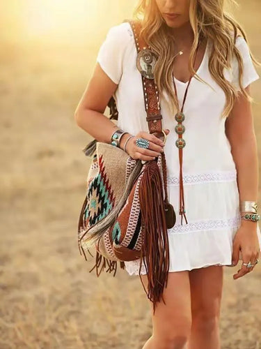 Jetts Canvas Shoulder Bag - Hand-woven Flowing Beard Cotton And Linen