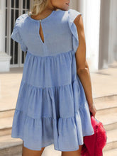 Load image into Gallery viewer, Ruched Round Neck Cap Sleeve Mini Dress