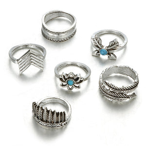 Turquoise Antique Bohemian Ring Sets