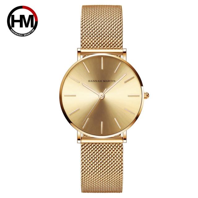 HM Luxury Quartz Movement Waterproof Stainless Watch Womens