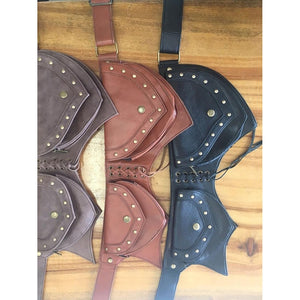 Medieval Gypsy Bohemian Pouch Bag Viking Pocket Belt Leather