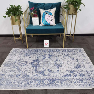 Euro Retro-Classical Blue Abstract Carpet